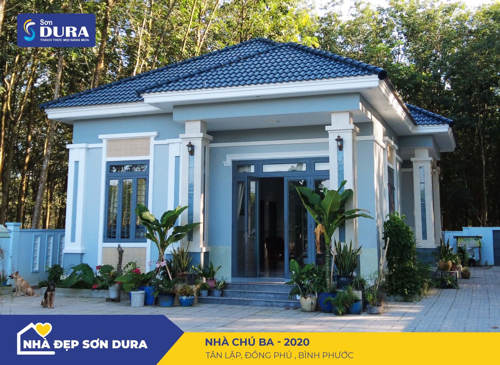 Sơn mặt tiền nhà màu xanh dương - bao la như biển cả