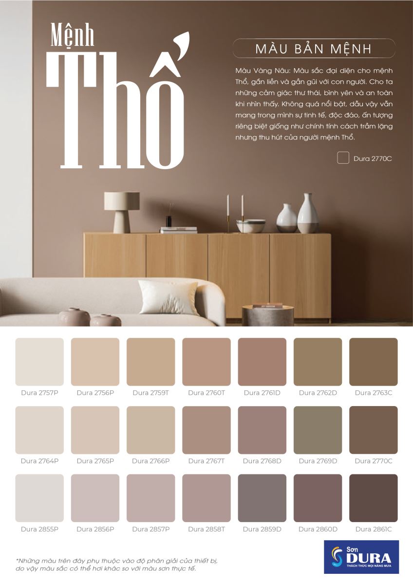 chọn màu sơn nhà đẹp hợp mệnh Thổ