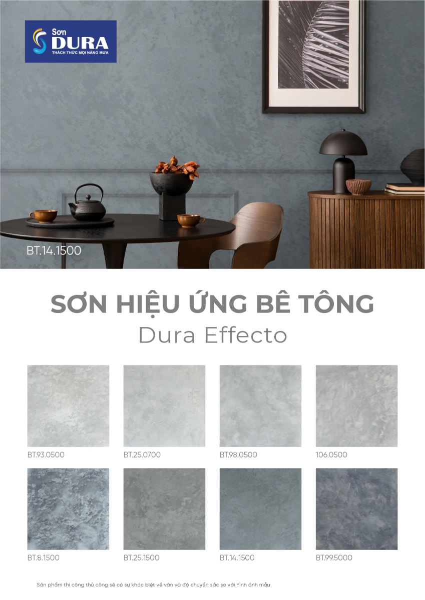 Bảng màu sơn hiệu ứng bê tông