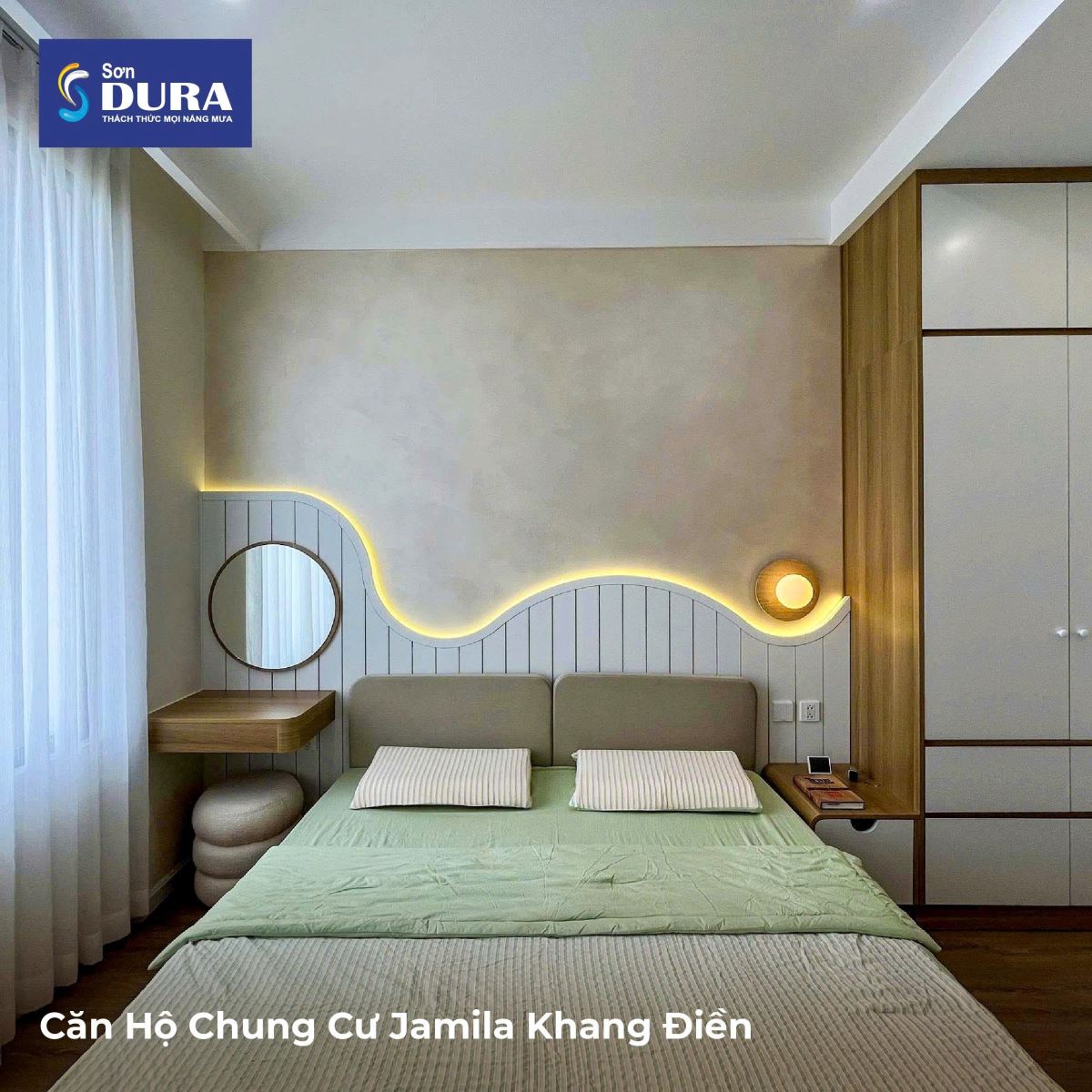 Phòng ngủ thanh lịch nhưng không kém phần độc đáo