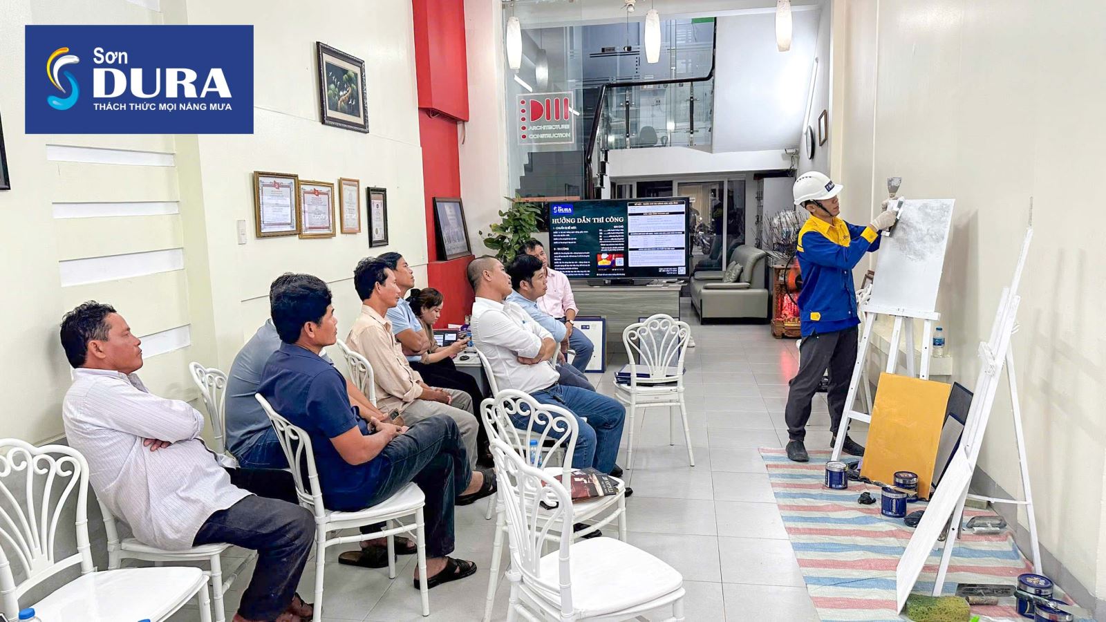 Workshop thi công sơn hiệu ứng tại CTY Tư Vấn TK XD Phố Mới