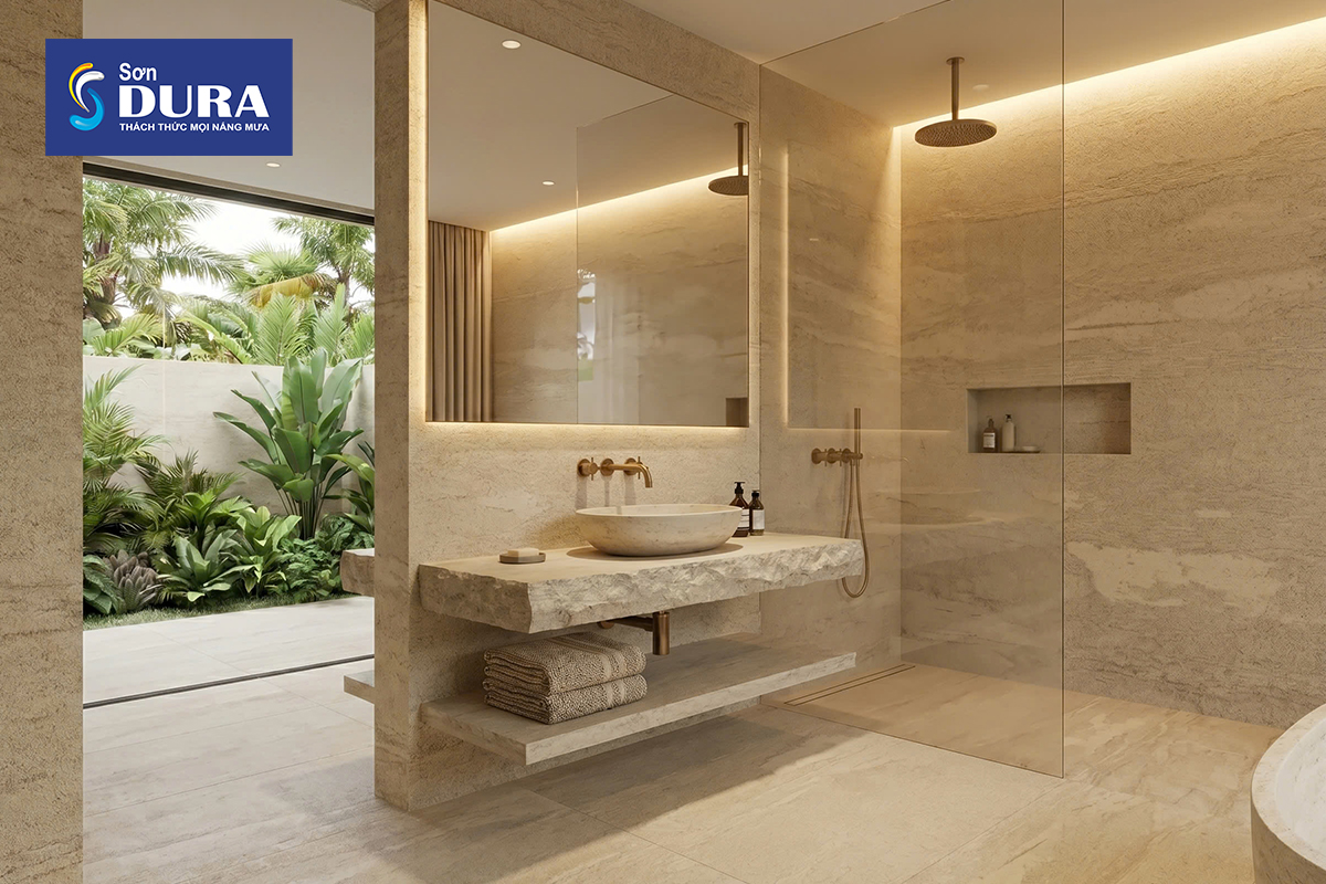 Sơn đá Travertine phù hợp với nhiều phong cách 